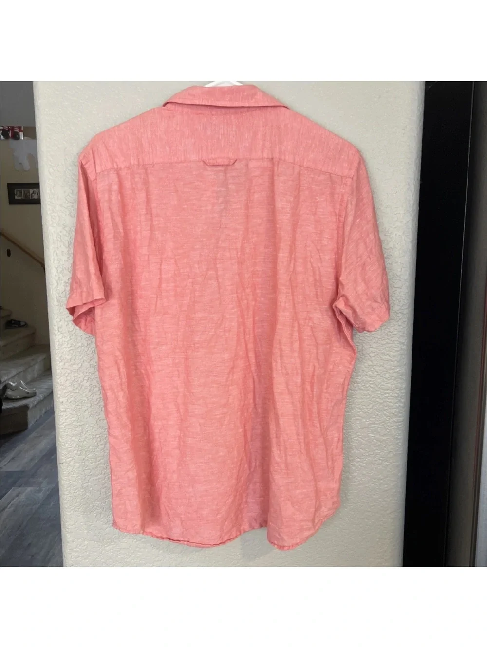Banana Republic Coral Short-Sleeve Linen Button-Up Shirt Size L
